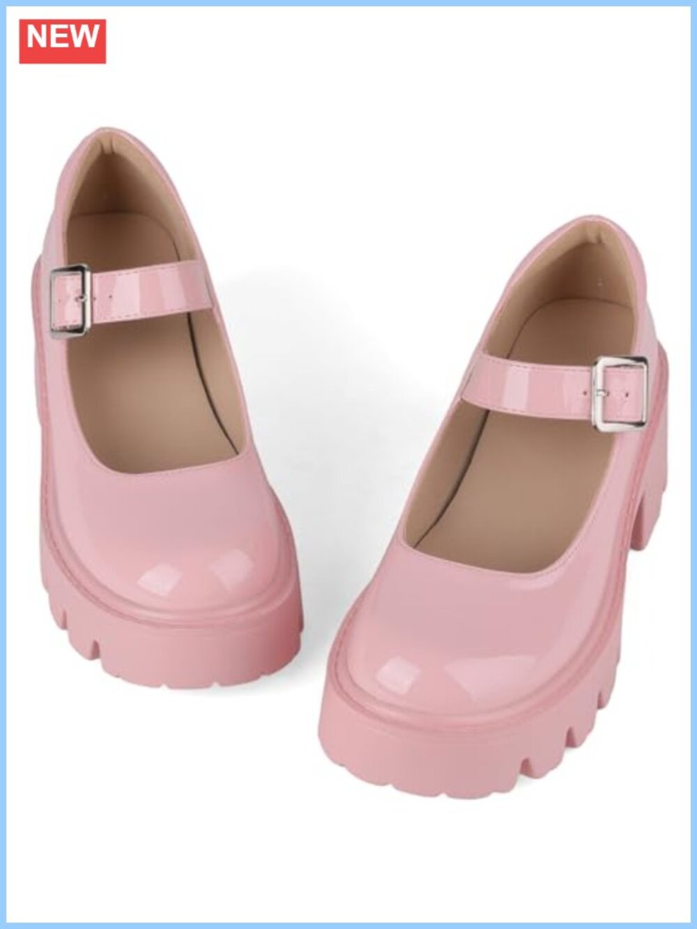 Chunky Heel Mary Janes Women's Platform Dress Shoes PU Non-Slip Round Toe